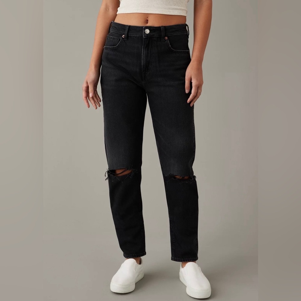 American Eagle Outfitters Black Straight Leg Jeans Extra Long
